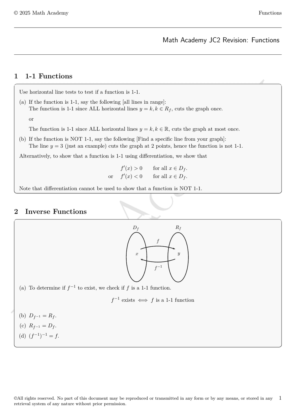 Functions notes cover