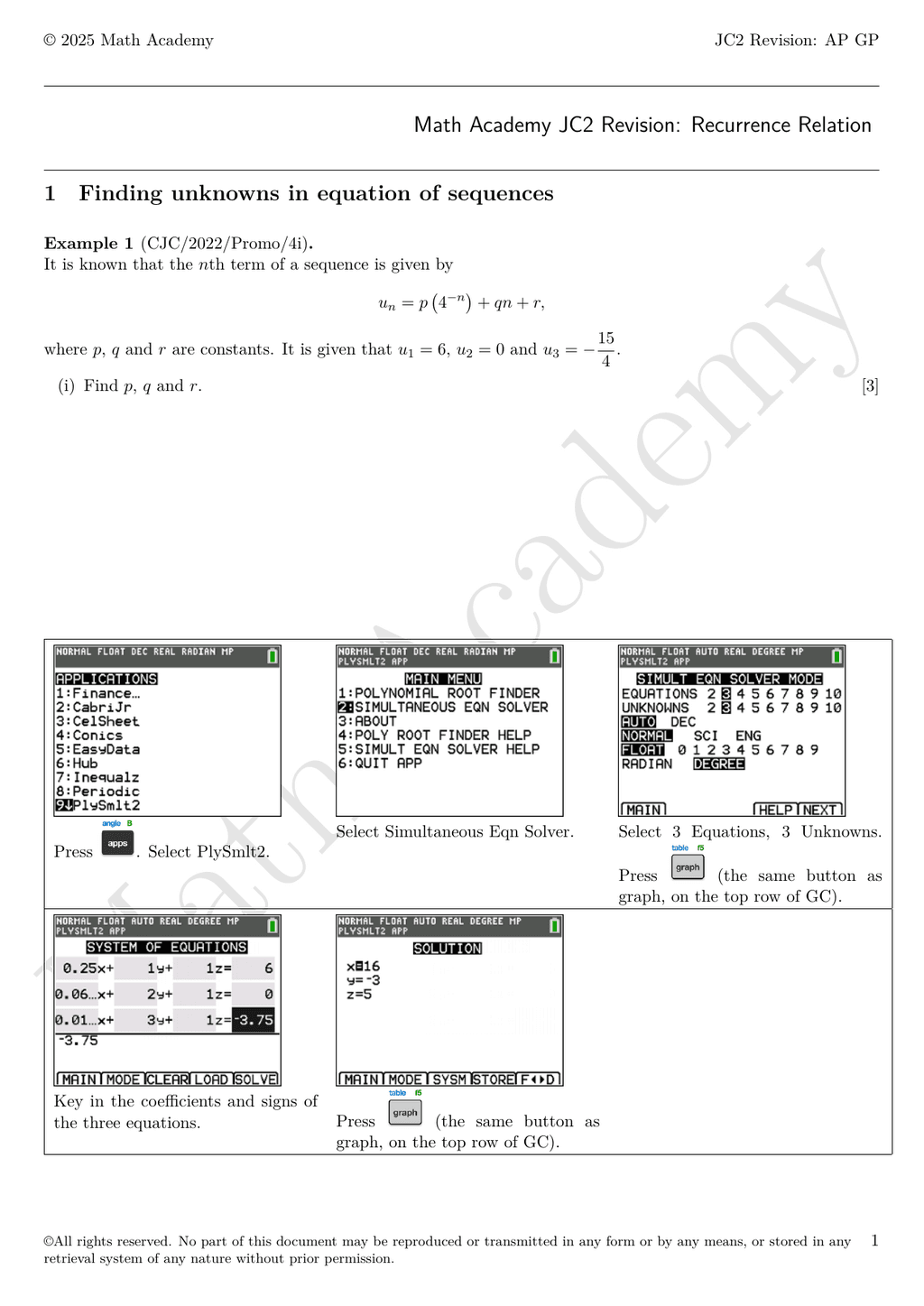 Recurrence Relation notes cover