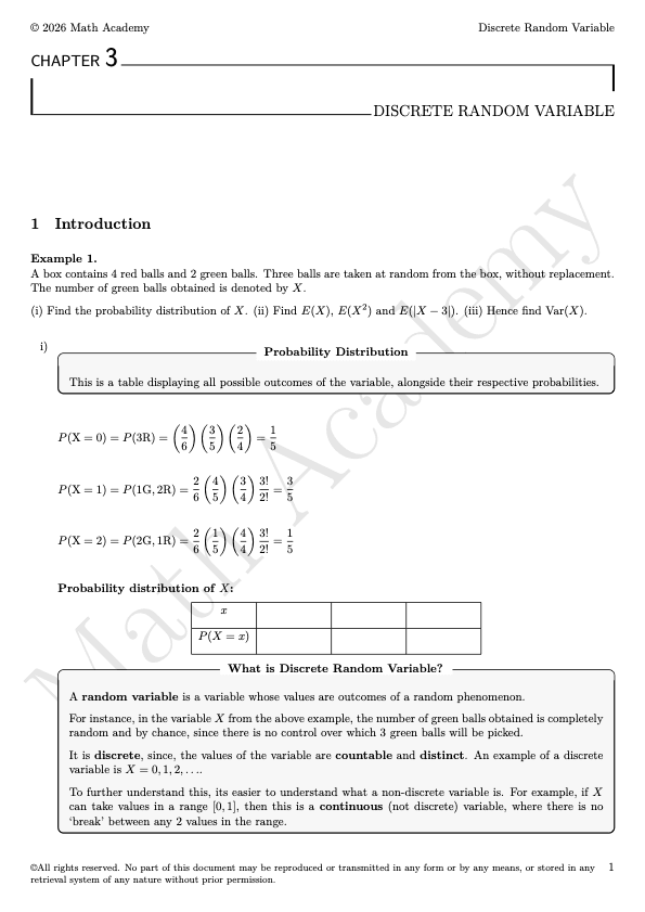 Discrete Random Variable notes