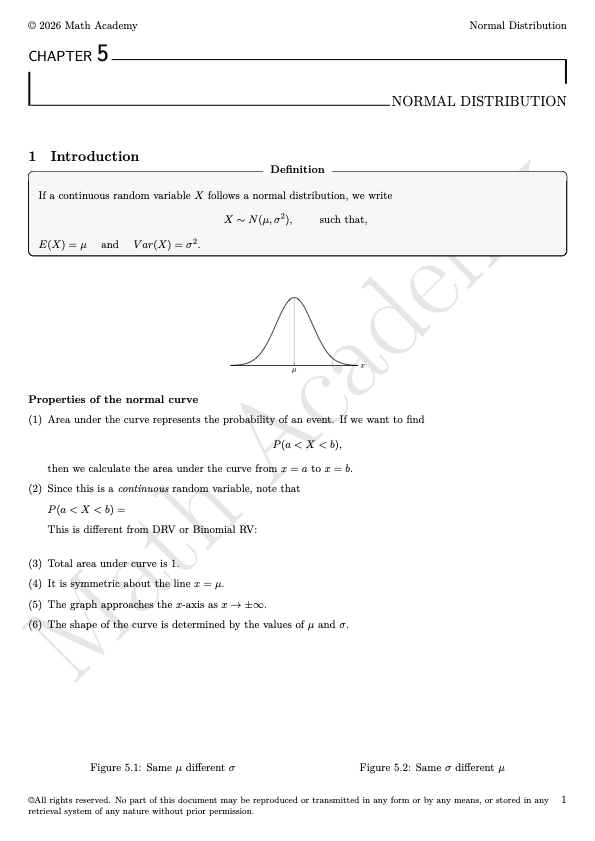 Normal Distribution notes