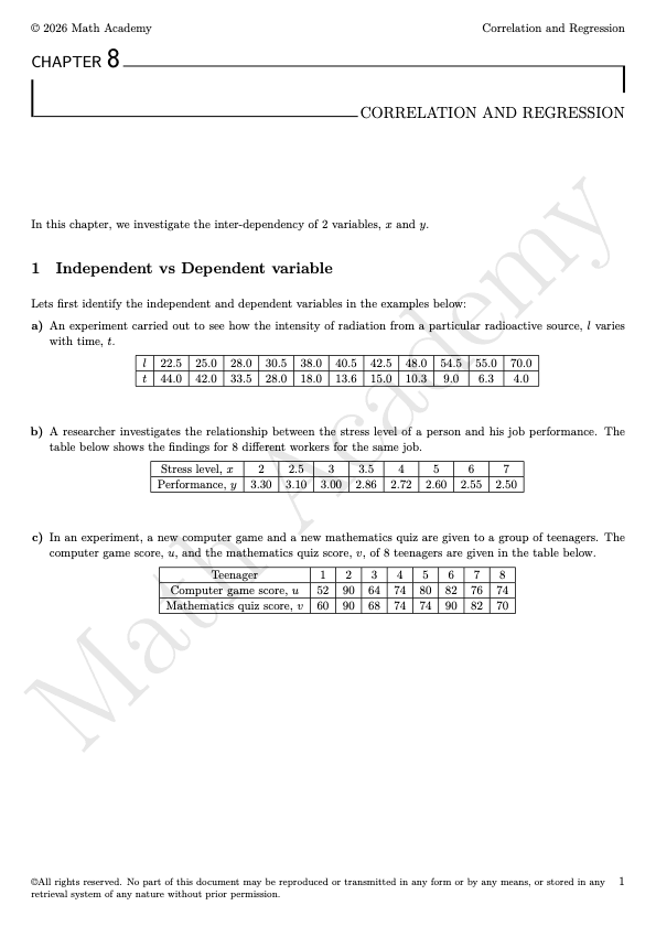 Correlation and Regression notes