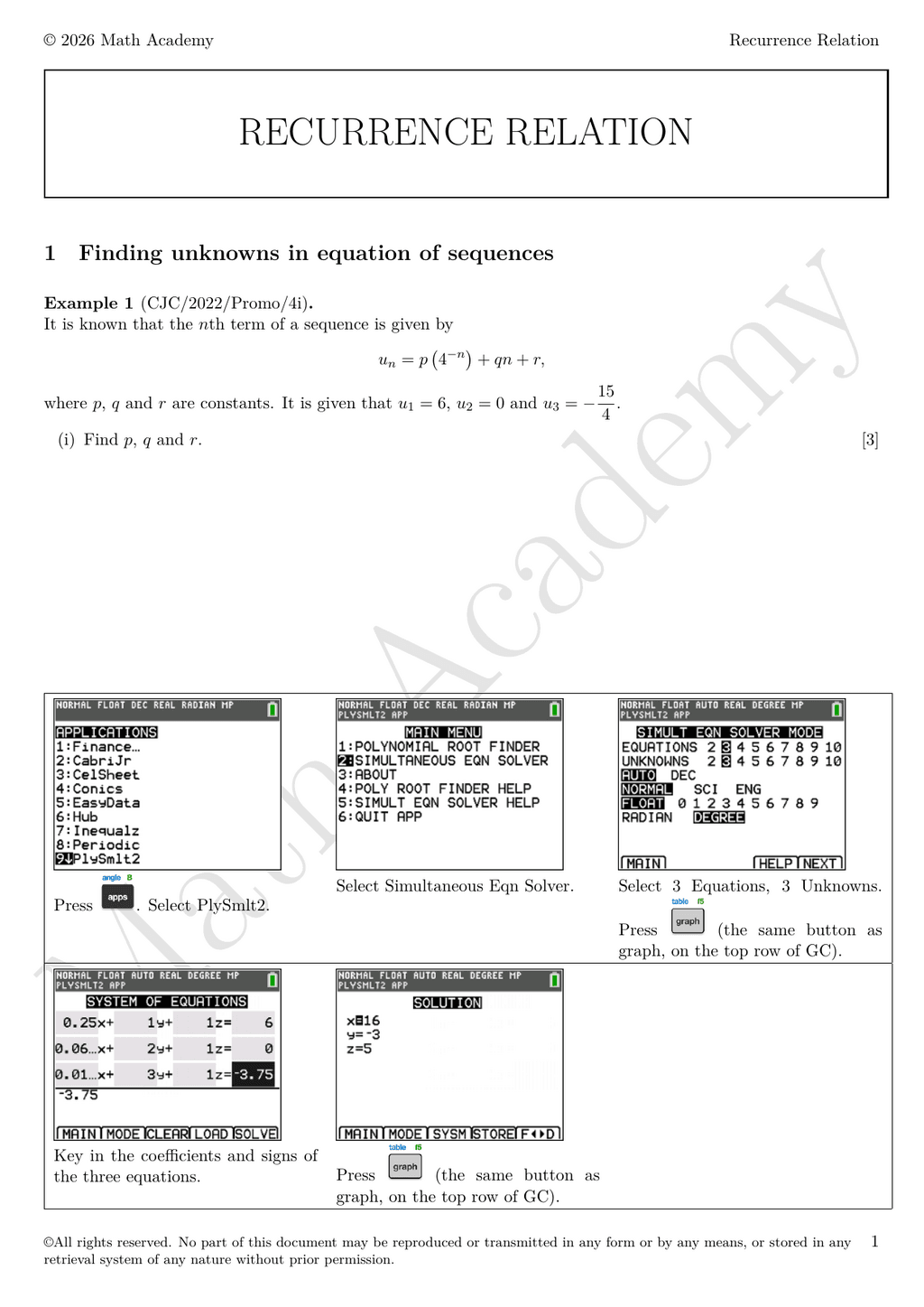 Recurrence Relation notes