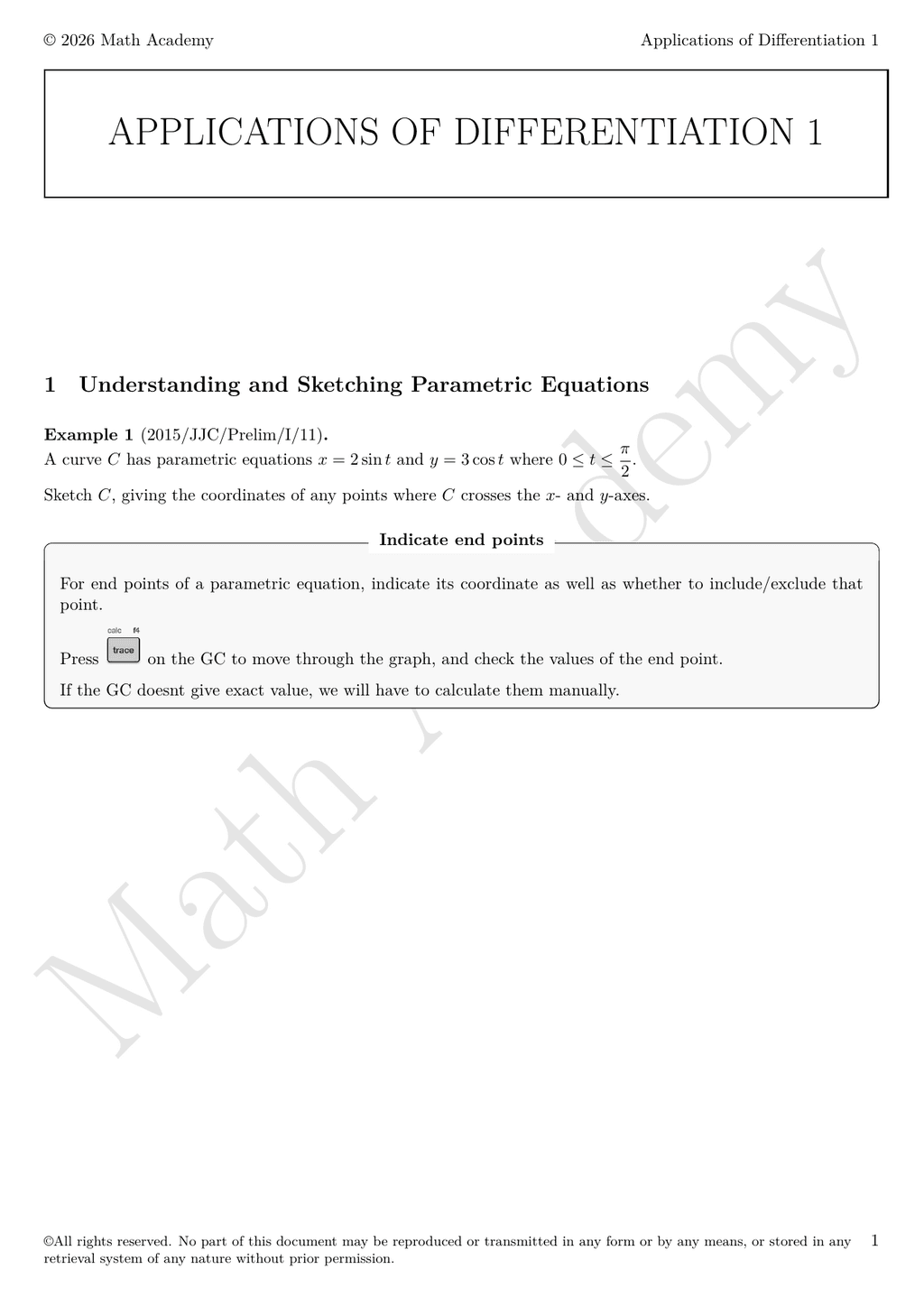 Applications of Differentiation notes
