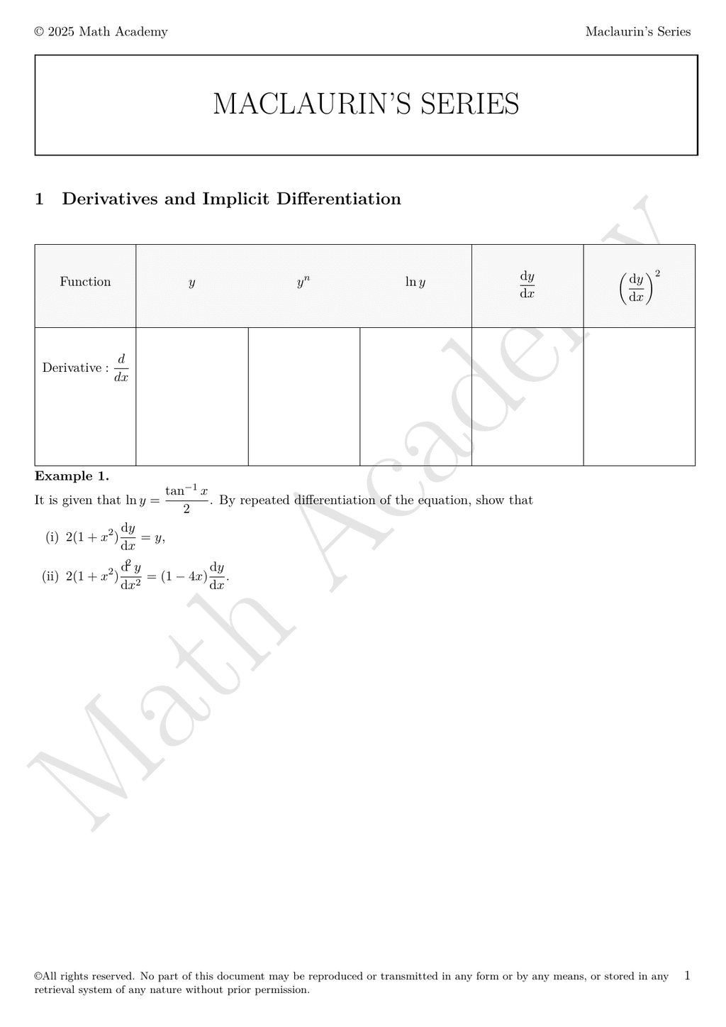 Maclaurin Series notes