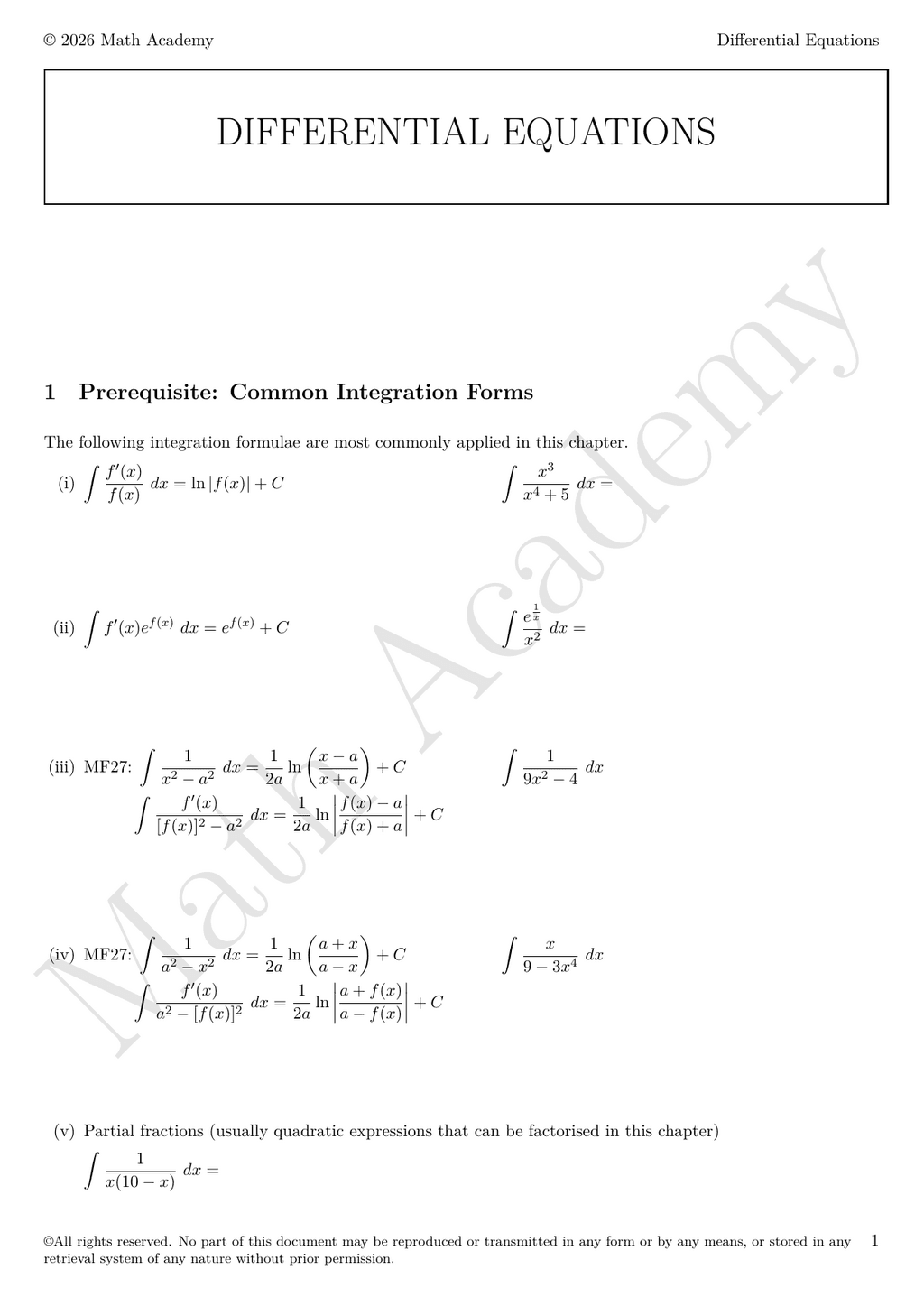 Differential Equations notes