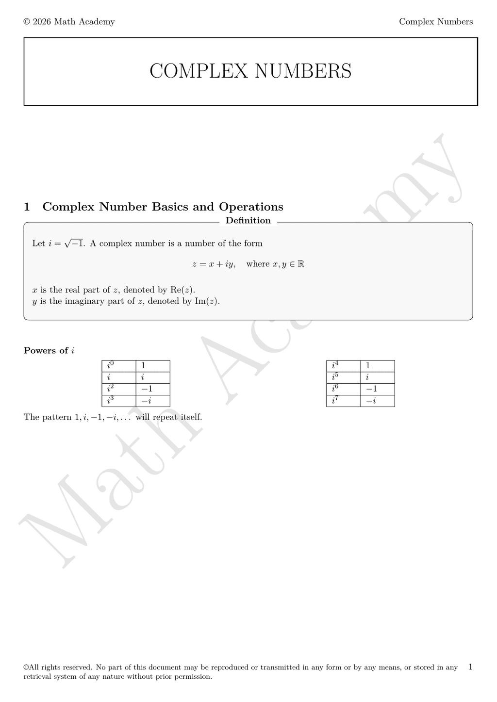 Complex Numbers notes