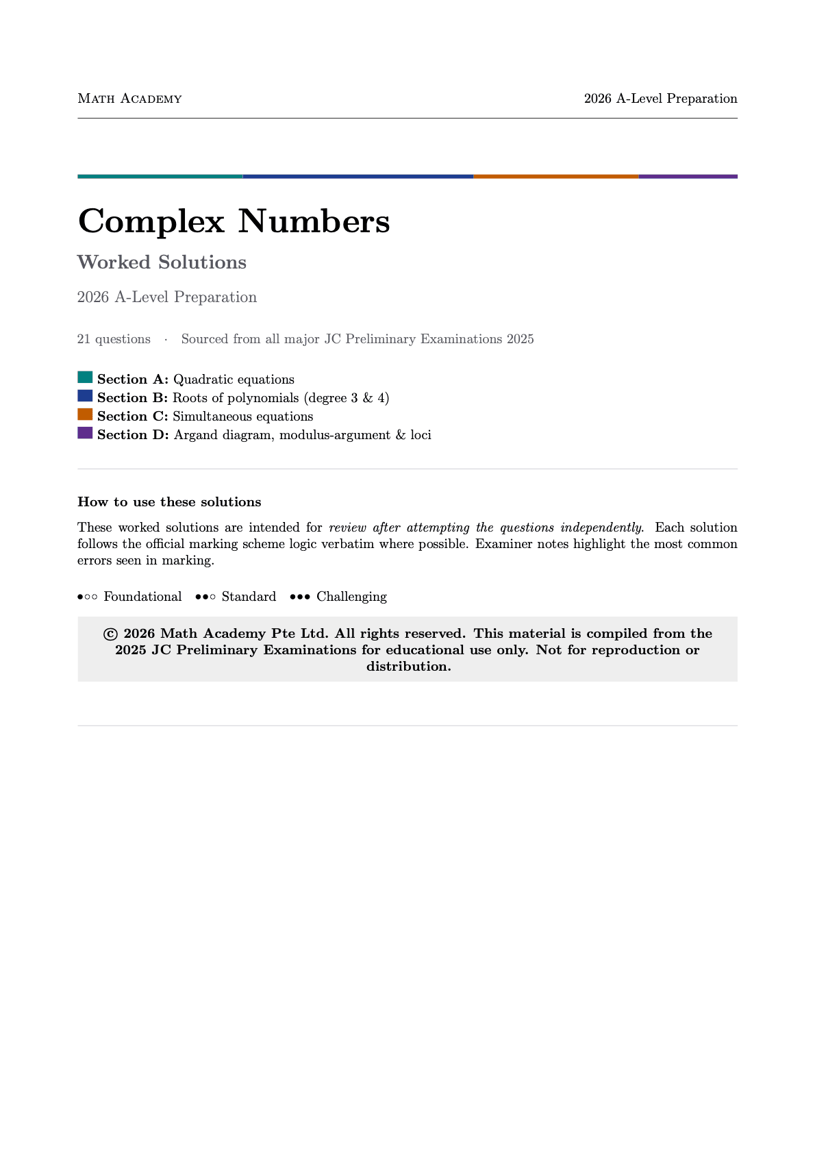 Complex Numbers Worked Solutions 2025