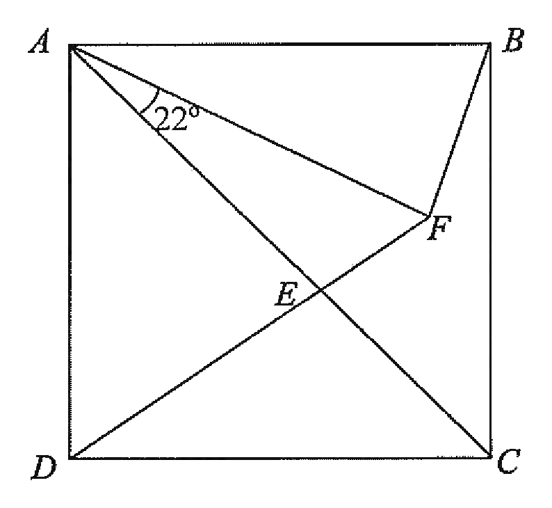 Square ABCD with isosceles triangle ABF and diagonals AEC and DEF
