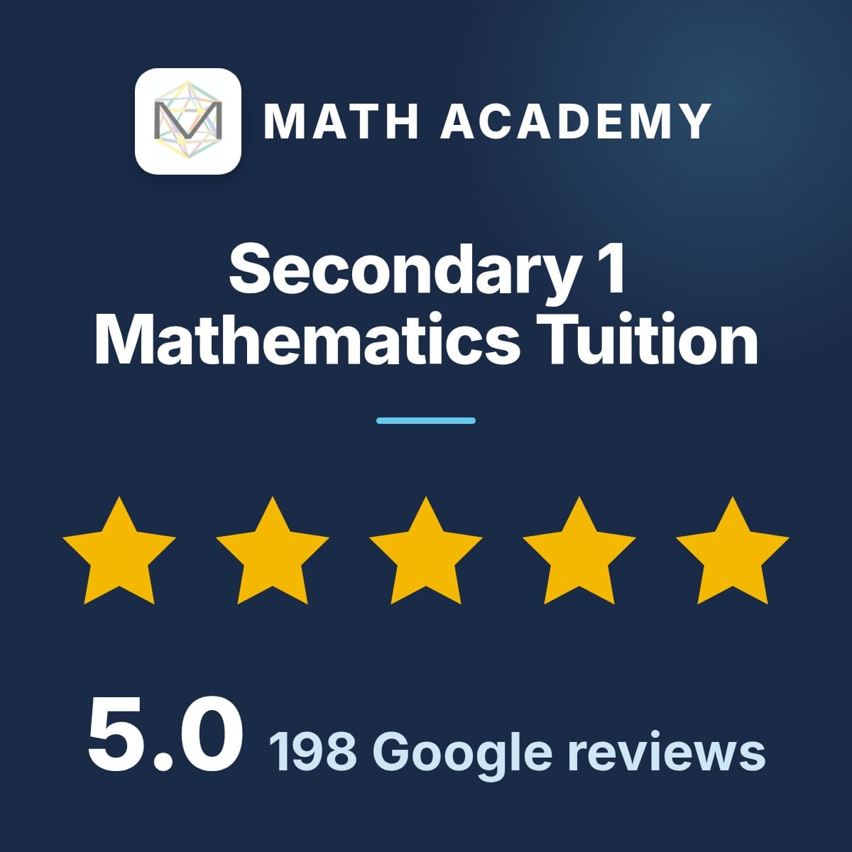 Secondary 1 Mathematics Tuition – Math Academy, 5.0 from 198 Google reviews