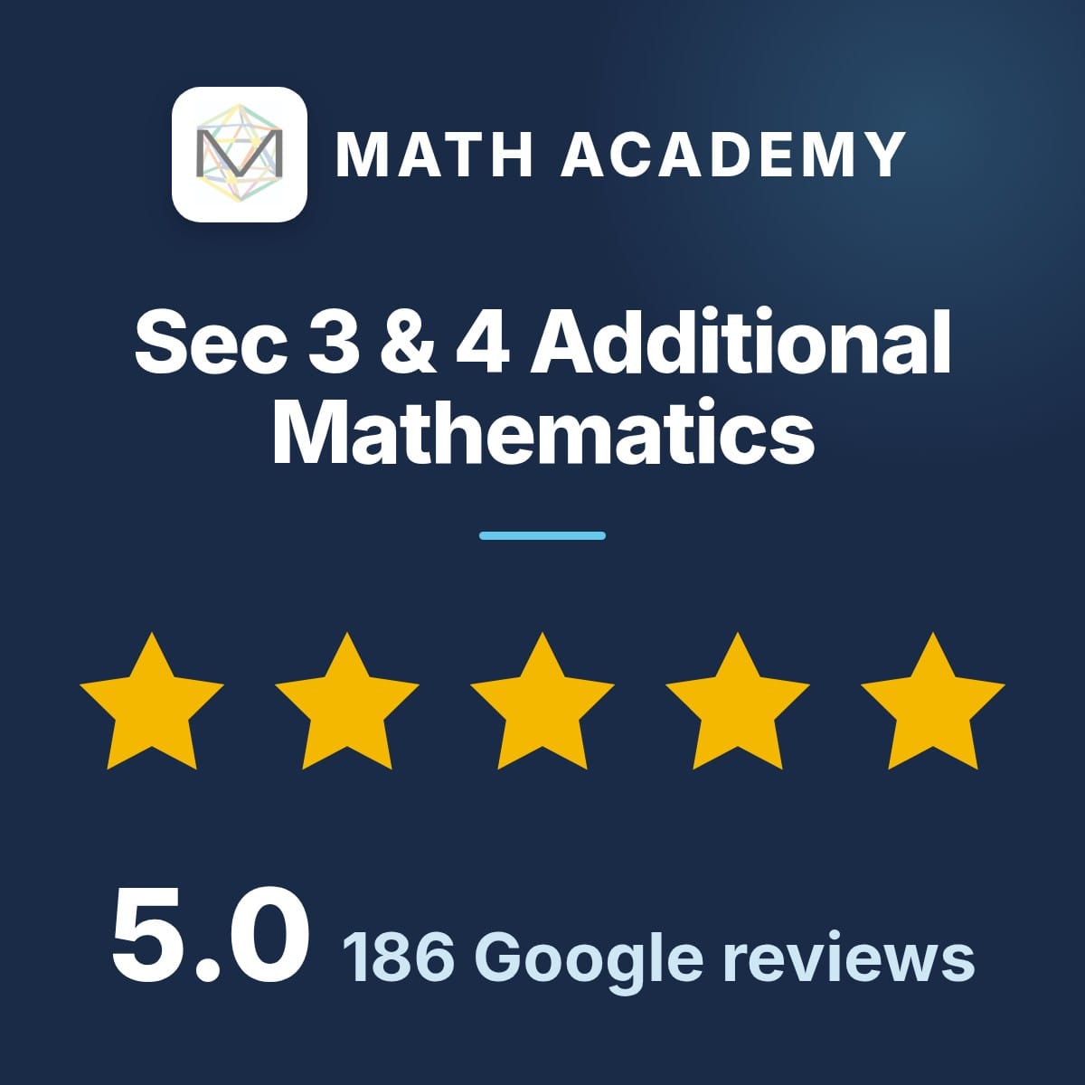 Sec 3 & 4 Additional Mathematics – Math Academy, 5.0 from 186 Google reviews