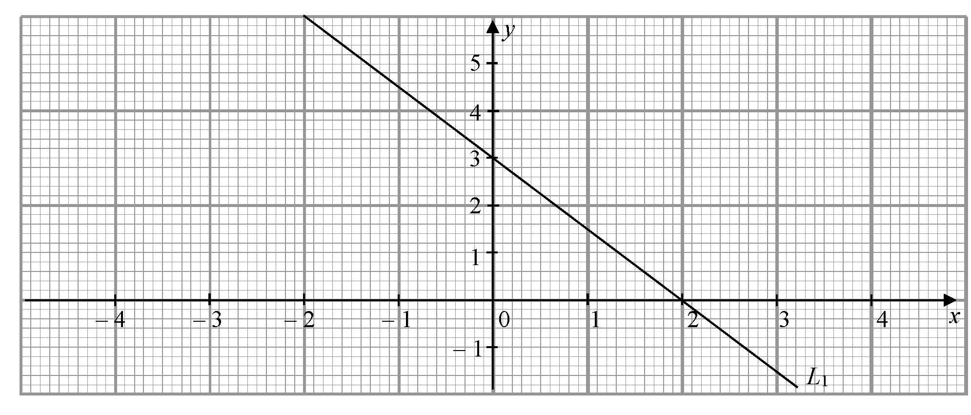 Coordinate grid showing straight line L1