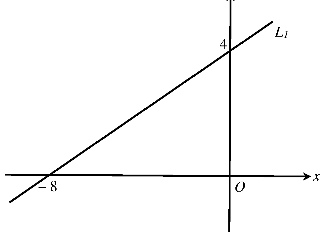 Coordinate grid showing straight line L1