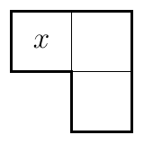 The L-shaped outline with x in the top-left square