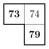 Completed L-shaped outline showing 73, 74 and 79
