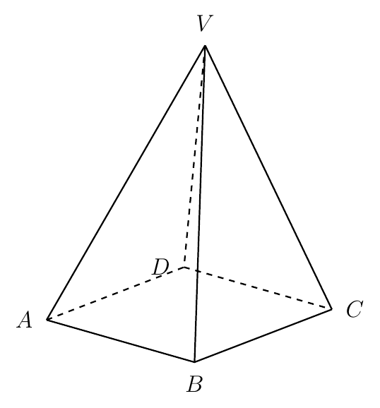 Square-based pyramid VABCD with apex V